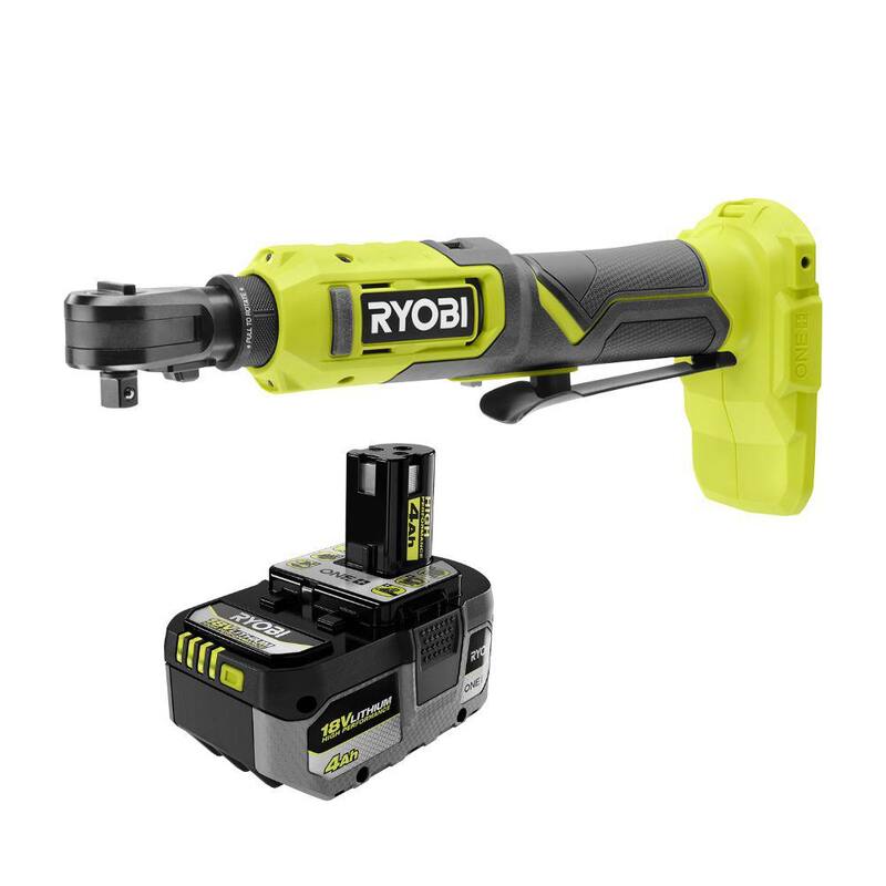 RYOBI ONE+ 18V Llave de trinquete inalámbrica de múltiples tamaños con batería de alto rendimiento de iones de litio ONE+ 18V 4.0 Ah - PCL280B-PBP004
