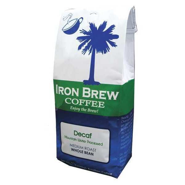 Iron Brew Coffee, Sticky Bun, Bag, Decaffeinated, Whole Bean, 12 oz - B-12DCFWB