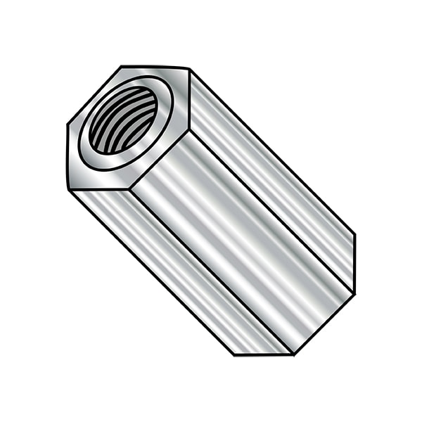 Zoro Select Hex Standoff, #2-56 Thrd Sz, 1/2 in L, Stainless Steel Plain, 1/8`" Hex W, 500 PK - 020802HF303