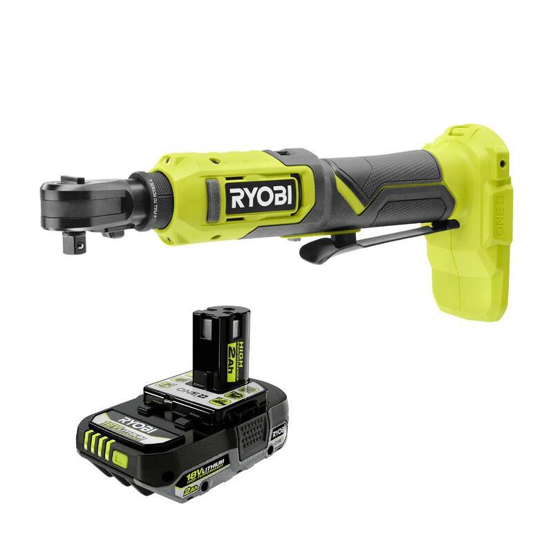 Llave de trinquete inalámbrica RYOBI ONE+ 18V de múltiples tamaños con batería de alto rendimiento de iones de litio ONE+ 18V 2.0 Ah - PCL280B-PBP003