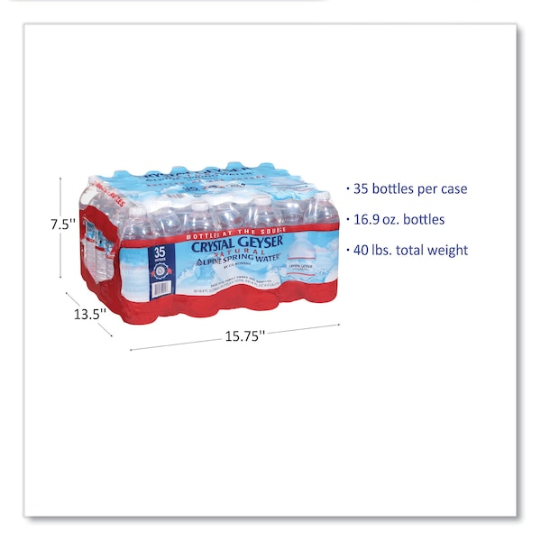 Crystal Geyser Alpine Spring Water, 16.9 oz Bottle, 35PK - 35001
