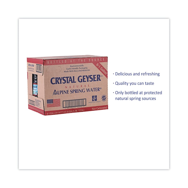Crystal Geyser Alpine Spring Water, 1 Gal Bottle, 6PK - 12514