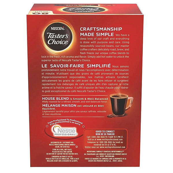 Tasters Choice Coffee, House Blend, Packet, Caffeinated, Instant, .48 lb, 80 PK - 15782