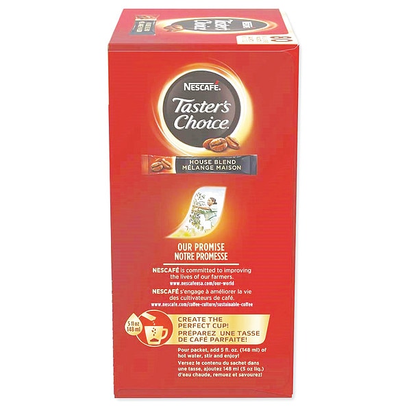 Tasters Choice Coffee, House Blend, Packet, Caffeinated, Instant, .48 lb, 80 PK - 15782