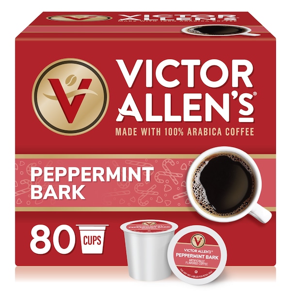 Victor Allen Victor Allen's Coffee Peppermint Bark, Medium Roast, 80 Count, Single Serve Coffee Pods for Keurig K-Cup Brewers - FG014612RV