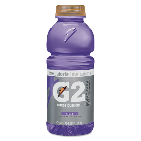 Gatorade G2 Perform 02 Low-Calorie Thirst Quencher, Grape, 20 oz Bottle, PK24 - 052000204063