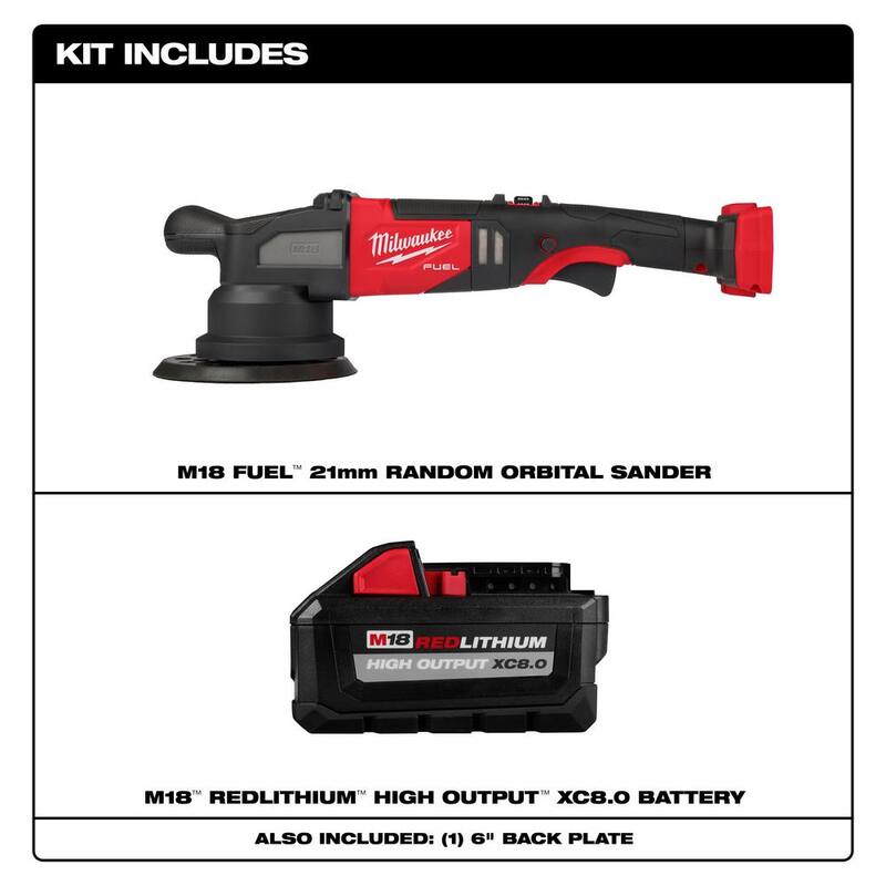 Pulidora inalámbrica Milwaukee M18 FUEL 18V de iones de litio sin escobillas de 21 mm con batería de alto rendimiento XC 8.0 Ah - 2685-20-48-11-1880