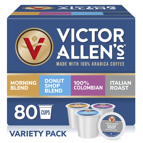Victor Allen Victor Allen's Coffee Variety Pack, Light-Dark Roasts, 80 Count, Single Serve Coffee Pods for Keurig K-Cup Brewers - FG015871RV
