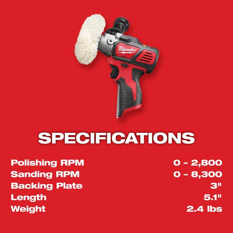 Milwaukee M12 12V Lithium-Ion Pulidora/Lijadora inalámbrica de velocidad variable Kit con (2) baterías M12, accesorios, cargador y bolsa de herramientas - 2438-22X