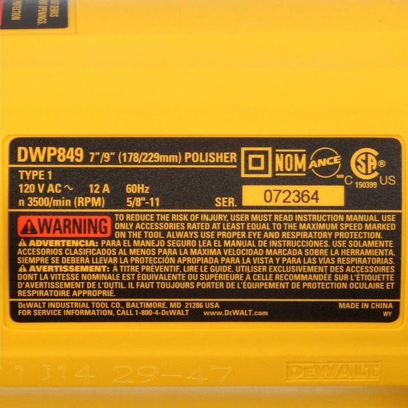 DEWALT 12 Amp 7 in./9 in. Pulidor de velocidad variable - DWP849