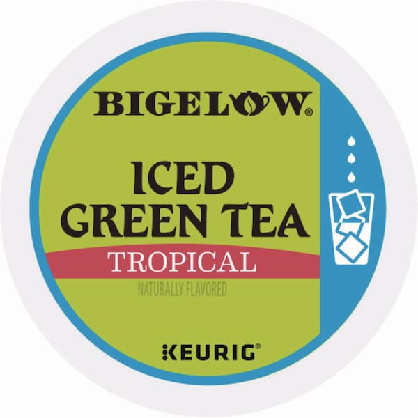 Bigelow Tropical Iced Green Tea, K-Cup, 0.10 oz, PK22, 22PK - 5000364656