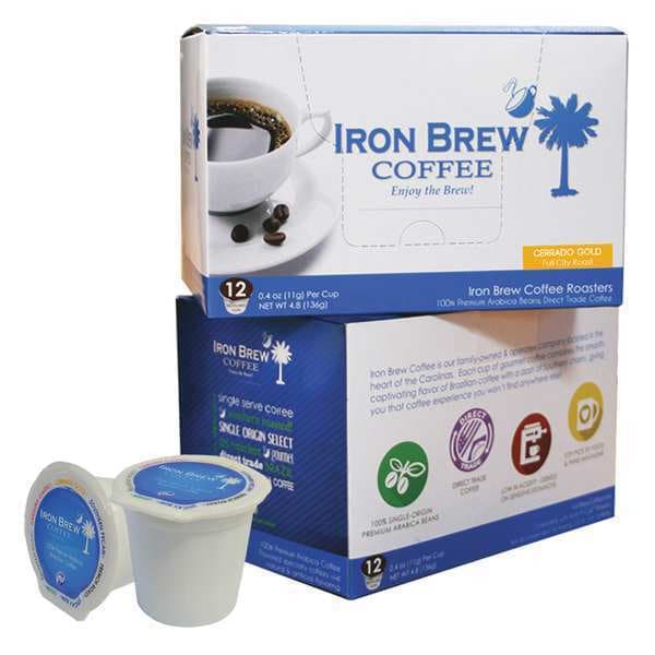 Iron Brew Coffee, Cerrado Gold, Pod, Caffeinated, Ground, 4.8 oz, 12 PK - C-1CT-12CGSS