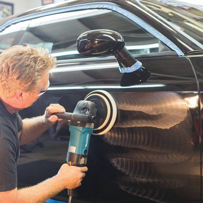 Pulidor de velocidad variable Makita de 10 amperes y 7 pulgadas con asa lateral, bonete de lana y bolsa de contratista de 21 pulgadas - 9237CX3
