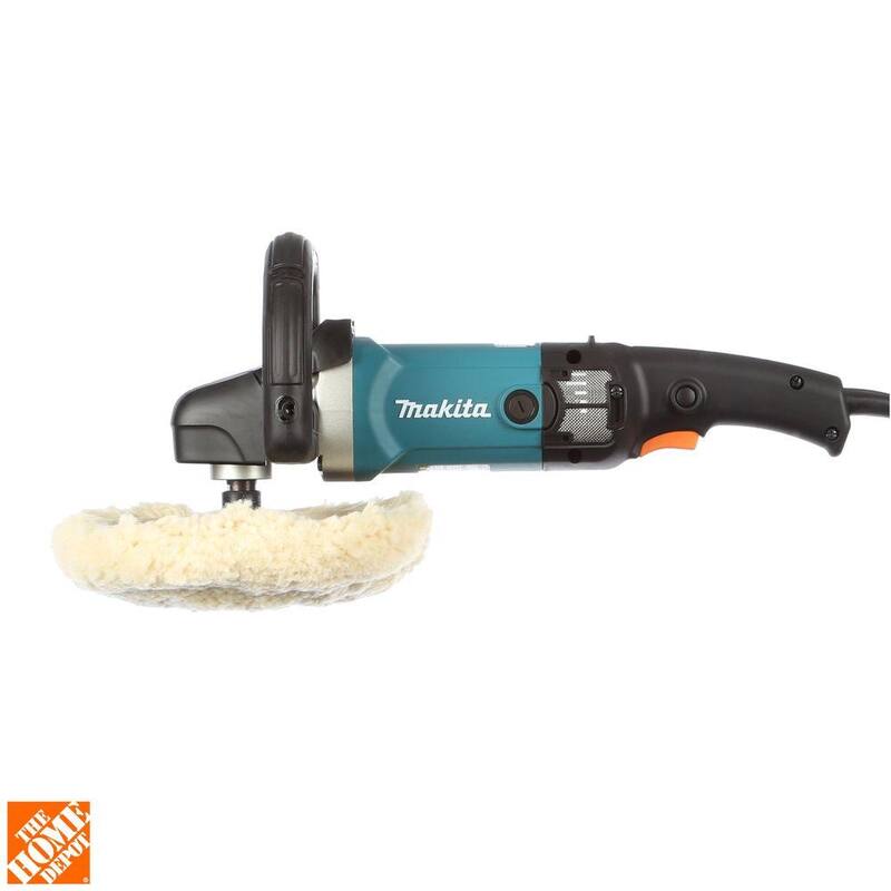 Pulidor de velocidad variable Makita de 10 amperes y 7 pulgadas con asa lateral, bonete de lana y bolsa de contratista de 21 pulgadas - 9237CX3
