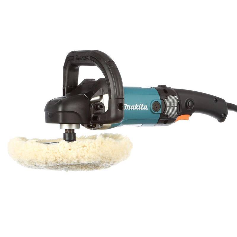 Pulidor de velocidad variable Makita de 10 amperes y 7 pulgadas con asa lateral, bonete de lana y bolsa de contratista de 21 pulgadas - 9237CX3