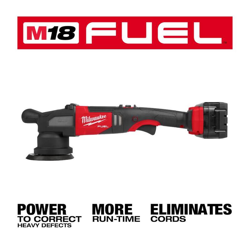Kit pulidor DA inalámbrico sin escobillas de 15 mm Milwaukee M18 FUEL 18V de ion de litio con (2) baterías M18, cargador y estuche - 2684-22HD