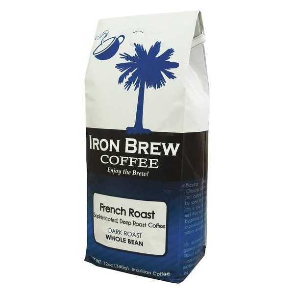 Iron Brew Coffee, French Roast, Bag, Caffeinated, Whole Bean, 12 oz - B-12FRWB