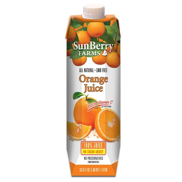 Sunberry Farms Orange Juice 100% 33.8 fl. oz., PK12 - 004006-1