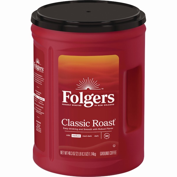 Folgers Classic Roast Ground Coffee, 40.3 oz Canister, 6PK - 2550030419