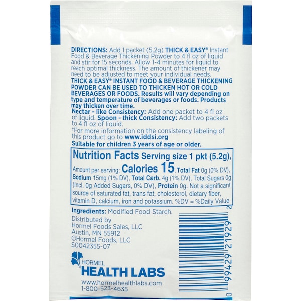 Thick & Easy Thick & Easy Instant Food Thickener 4.5g Packet, PK100 - 21929