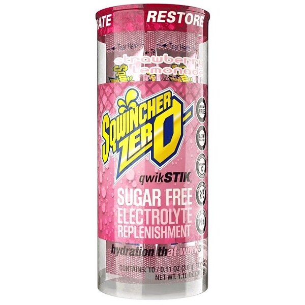 Sqwincher Sqwincher Qwik Stik ZERO Series Drink Mix, Sugar-Free, Powder, Strawberry Lemonade Flavor, 0.11oz Stick - 159060162