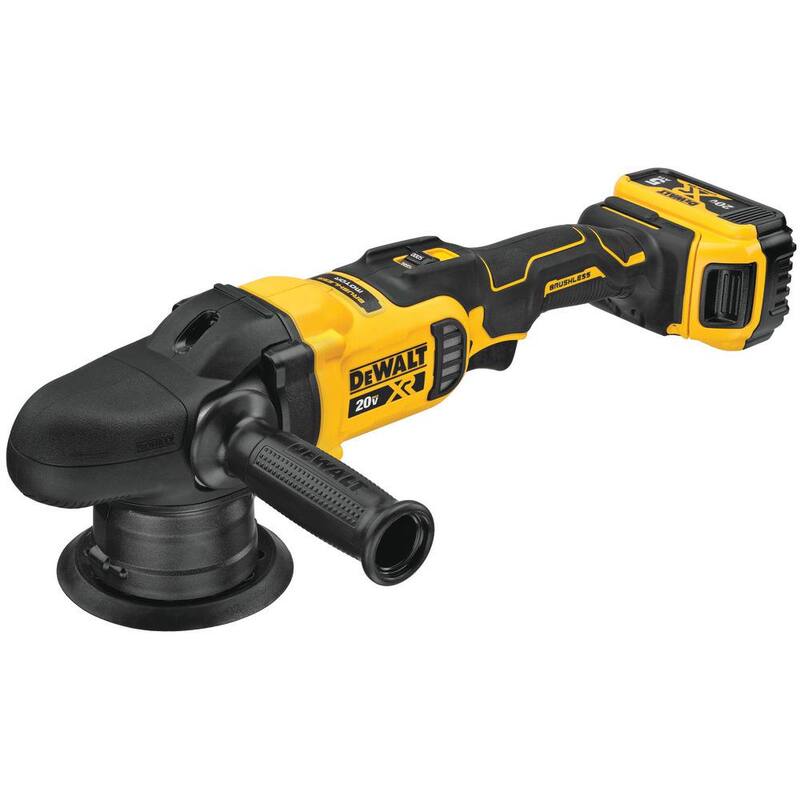 Pulidora orbital aleatoria inalámbrica sin escobillas DEWALT 20V MAX XR de 5 pulgadas con velocidad variable con (2) baterías de 20V 5.0Ah y cargador - DCM848P2