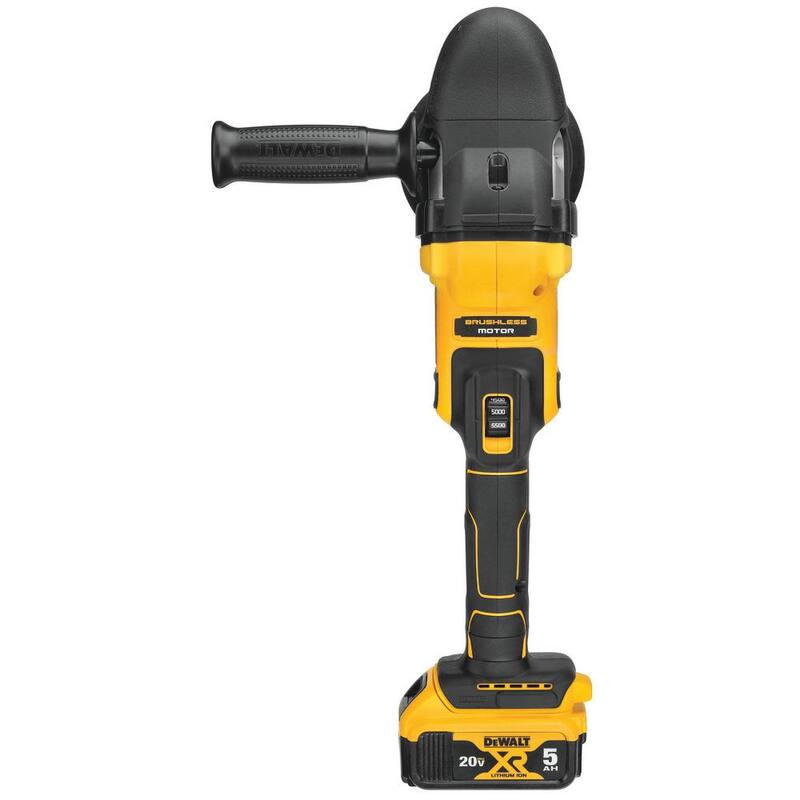 Pulidora orbital aleatoria inalámbrica sin escobillas DEWALT 20V MAX XR de 5 pulgadas con velocidad variable con (2) baterías de 20V 5.0Ah y cargador - DCM848P2