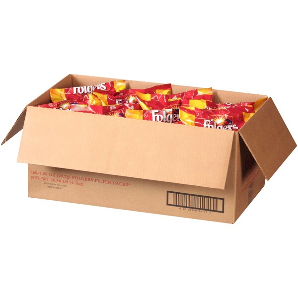 Folgers Caffeinated Regular Classic Roast Coffee Filter Pack 1.05 oz., PK160 - 2550006115