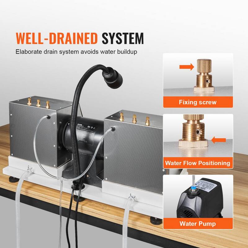 VEVOR Máquina para corte de cabujones, 6 pulgadas 2HP 1800rpm eficiente, pulidora y amoladora de rocas para lapidaria con lámpara y bomba de agua - LSPGJGJGSLGSZGZTPV1