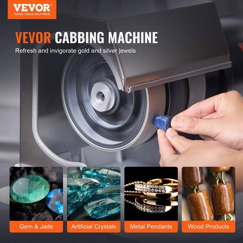 VEVOR Máquina para corte de cabujones, 6 pulgadas 2HP 1800rpm eficiente, pulidora y amoladora de rocas para lapidaria con lámpara y bomba de agua - LSPGJGJGSLGSZGZTPV1