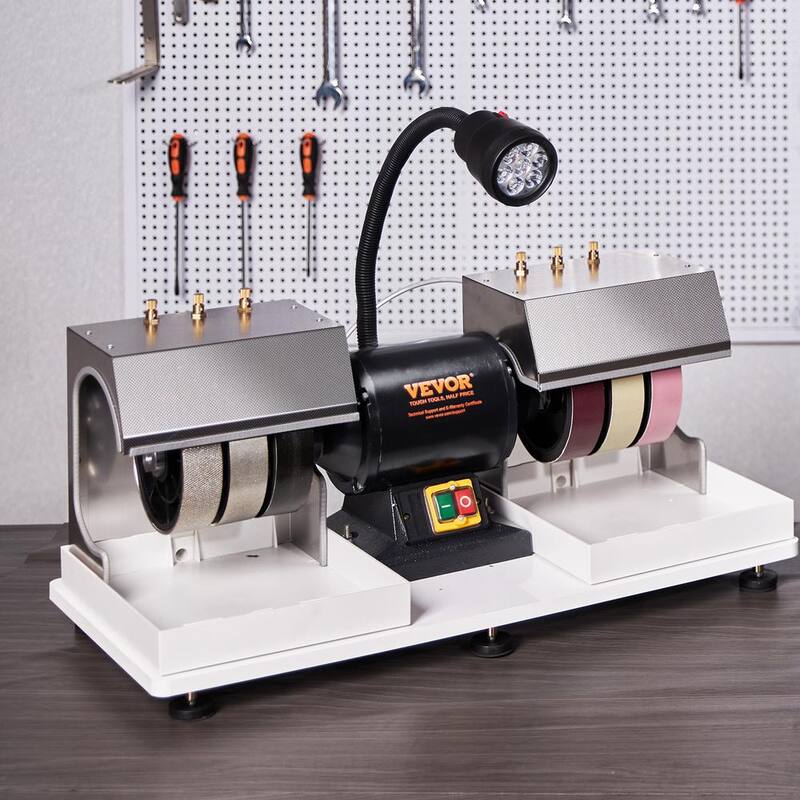VEVOR Máquina para corte de cabujones, 6 pulgadas 2HP 1800rpm eficiente, pulidora y amoladora de rocas para lapidaria con lámpara y bomba de agua - LSPGJGJGSLGSZGZTPV1