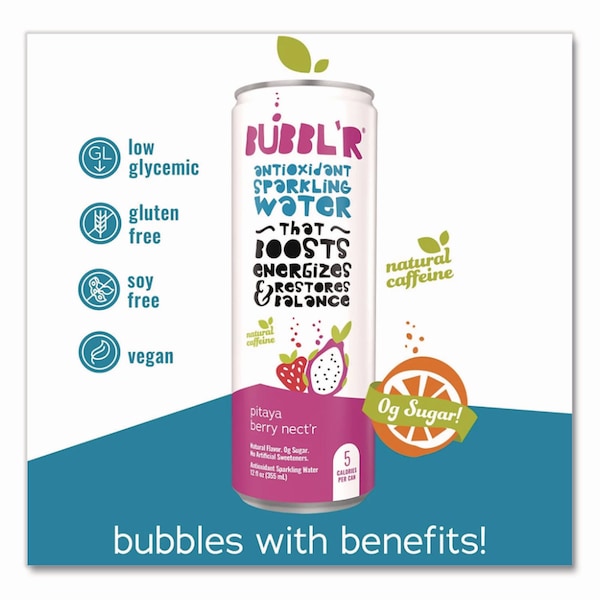 Bubblr Antioxidant Sparkling Water, Pitaya Berry Nect'r, 12PK - WIC39978