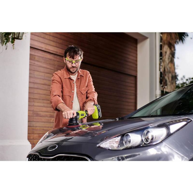 RYOBI ONE+ 18V 5 in. Pulidora de Doble Acción de Velocidad Variable (Herramienta solamente) con set de 3 almohadillas de espuma para pulidora de doble acción - PBF100B-A38DA301