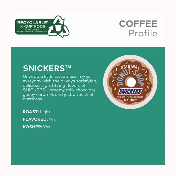 The Original Donut Shop SNICKERS Flavored Coffee K-Cups, 48PK - 5000373541