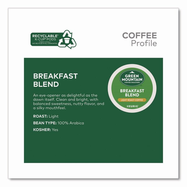 Green Mountain Coffee Breakfast Blend Coffee K-Cups, 0.31 oz, 48PK - 5000378739