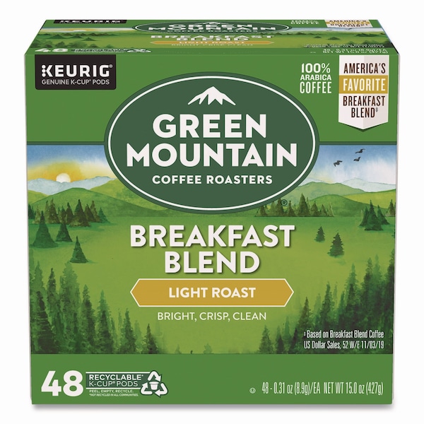 Green Mountain Coffee Breakfast Blend Coffee K-Cups, 0.31 oz, 48PK - 5000378739