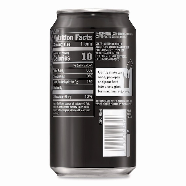 Starbucks Nitro Cold Brew Coffee, Black Unsweetened, 9.6 oz Can, 12PK - PEP19286