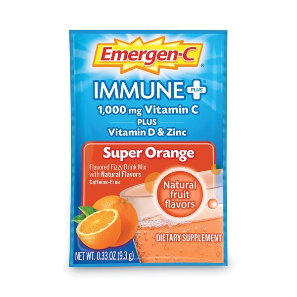 Emergen-C Immune+ Formula, 0.33 oz, Super Orange, 30 Packets - F85898100042T