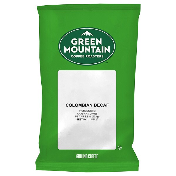 Green Mountain Coffee Coffee, Colombian Decaf, Fraction Pack, Decaffeinated, Ground, 6.88 lb, 50 PK - 5531