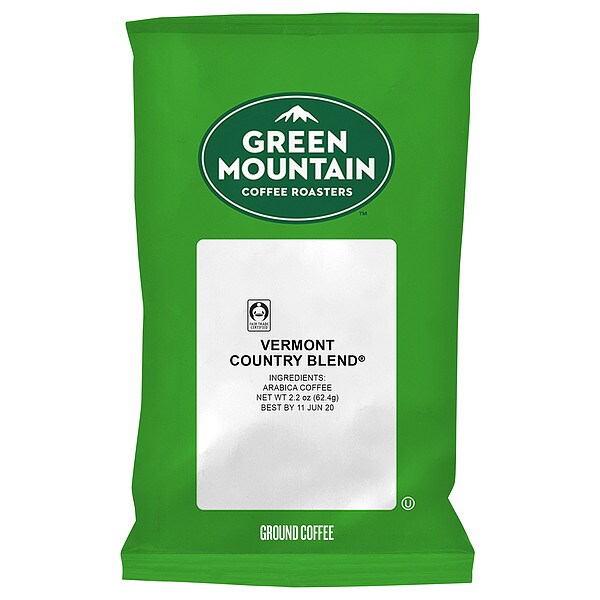 Green Mountain Coffee Coffee, Vermont Country Blend®, Fraction Pack, Caffeinated, Ground, 13.75 lb, 100 PK - 4162