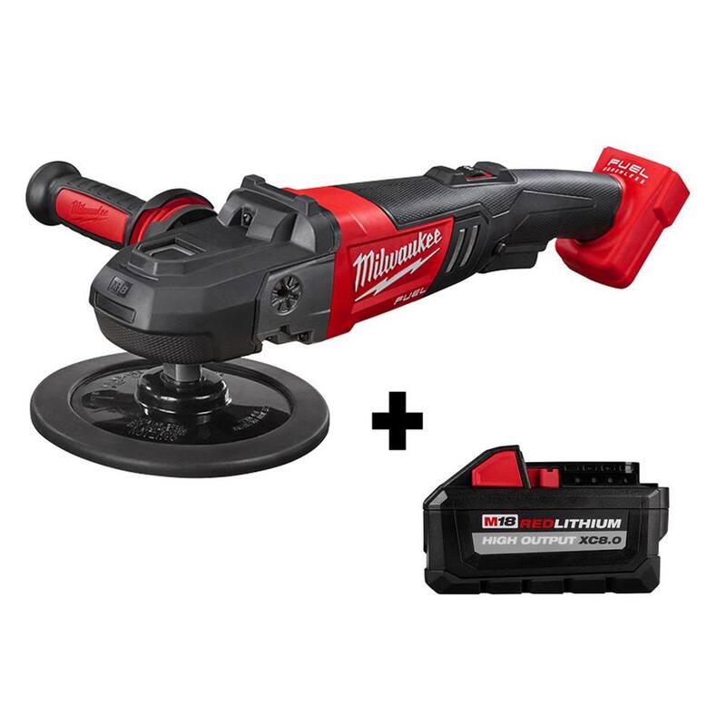 Pulidora inalámbrica con velocidad variable Milwaukee M18 FUEL 18V de 7 pulgadas con batería de alto rendimiento XC 8.0Ah - 2738-20-48-11-1880
