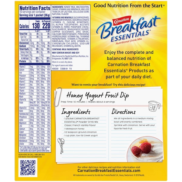 Carnation Carnation French Vanilla Breakfast Essentials Drink Mix 12.6 oz., PK6 - 10050000530622