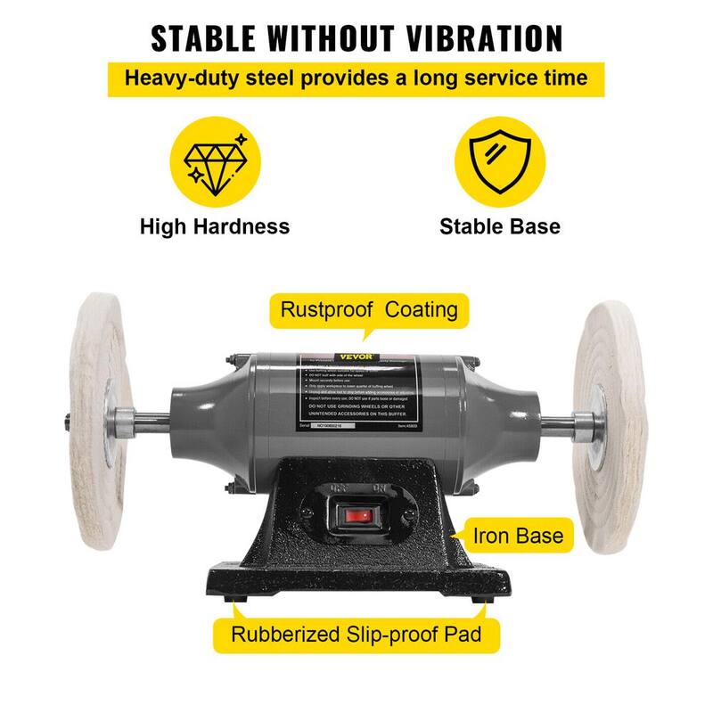 Pulidora de banco con cable VEVOR de 8 pulgadas, 350 watts, 3/4HP, 3600 RPM, torno de banco para pulir joyas de madera, plata, ámbar y metal - YCPGJMC8110VWC39IV1.