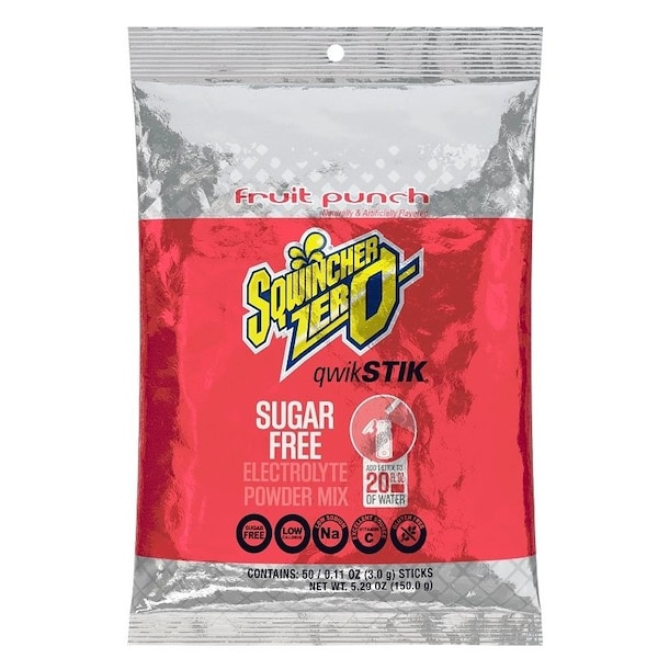 Sqwincher Sqwincher Qwik Stik ZERO Series Drink Mix, Sugar-Free, Powder, Fruit Punch Flavor, 0.11 oz Stick - 159060102