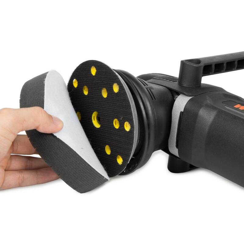 Pulidora de doble acción con cable de 8.3 amperios de WEN, de grado profesional de 5 pulgadas con interruptor de paleta, 15 mm de recorrido y pantalla LED - AA6158