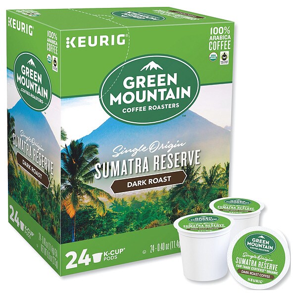 Green Mountain Coffee Coffee, Organic Sumatran Extra Bold, Pod, Caffeinated, Ground, 9.6 oz, 24 PK - 4060