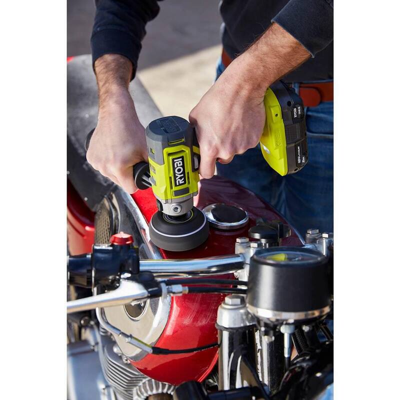 RYOBI ONE+ 18V Pulidora/Lijadora Detallista Inalámbrica de 3 pulgadas con Velocidad Variable (Herramienta solamente) con Set de Pulidora/Lijadora Detallista (8 piezas) - PBF102B-A95DP801
