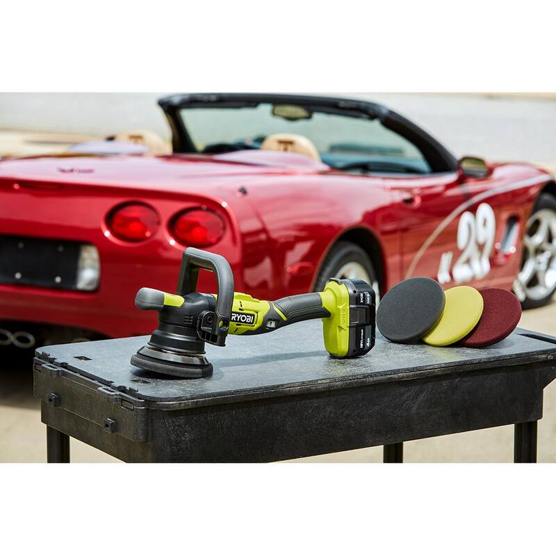 RYOBI ONE+ 18V Pulidora Dual de Acción Variable Inalámbrica de 5 pulgadas con Kit de Batería de 4.0 Ah y Cargador de 18V - PBF100K