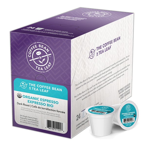 Coffee Bean & Tea Leaf Organic Espresso, Single Serve Cup, PK96 PK - CBTL025111
