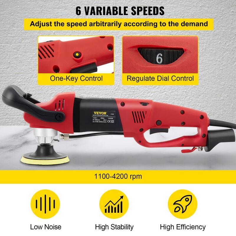 Pulidor húmedo VEVOR nuevo 10 A con cable 4 y 5 in. Amoladora Lijadora Pulidora con adaptador de tubo de 78.7 in. y protector contra salpicaduras - SSPGJXZSM110VMK70V1
